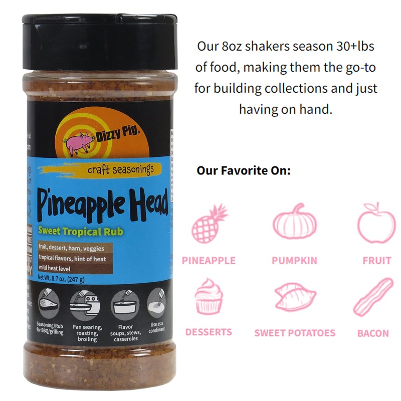 Dizzy Pig Pineapple Head Savory Sweet Tropical Seasoning Rub (8oz
