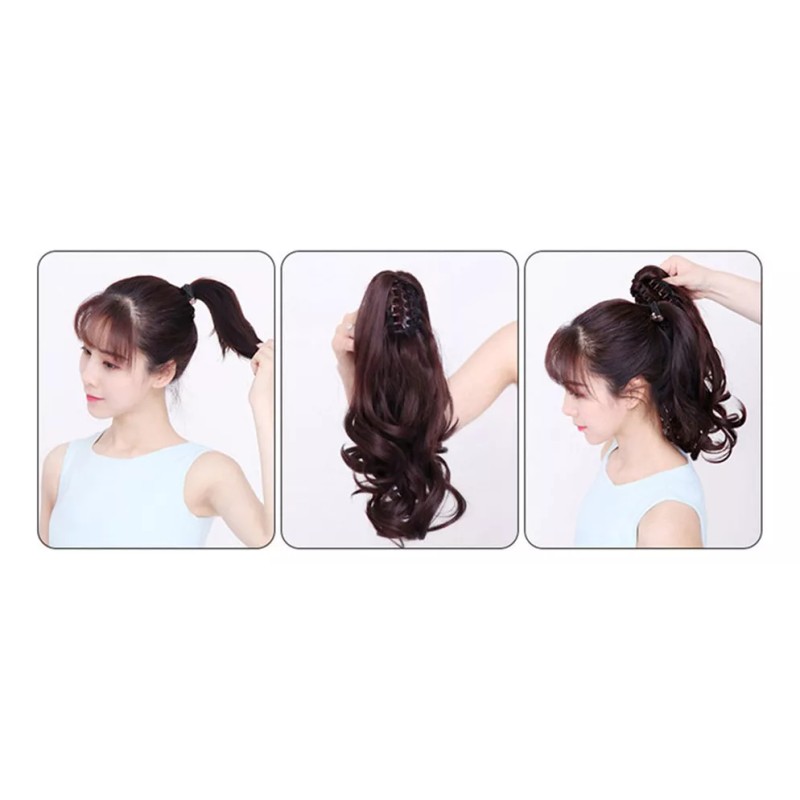 Generic Peluca De Pelo Rizado Corto Negro Natural, Cola De