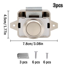Kellegour 3 Pieces Push Lock Push Button Lock Push Button Catch Door Lock Cabinet Lock Catch, Push Button Catch, Push Lock Button Catch for Drawer, Cabinet, Motorhome, Ship (Beige)
