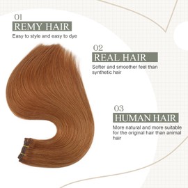 fshine Real Hair Wefts for Sewing Copper Wefts Real Hair 50 cm Human Hair Extensions Real Hair 100 g Remy Real Hair Extensions Elegance Hair #330