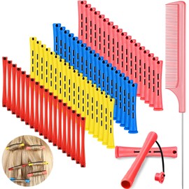 WILLBOND 72 Pcs Hair Perm Rods kit Short Plastic Perming Rods Set Cold Wave Rods 4 Sizes Hair Curling Rollers Hairdressing Tools with Steel Tail Pigtail Comb for Hair Styling (Vivid Color, 2.36 in)