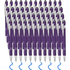 50 Pcs Blue Inkling Ballpoint Pen with Stylus 2 in 1 Ballpoint Pen for Touch Screens, 2 in 1 Thank You Pen Gift for Colleagues, Coworker, Office (Deep Purple)