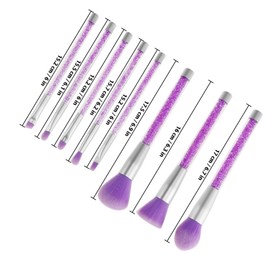PACKOVE 8pcs Transparent Crystal Sequins Makeup Brush Set with Rhinestone Handle Professional Powder Brushes Cosmetic Kit for Women and Ladies Purple Makeup Tool for Daily and Professional