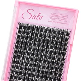 SULV DIY False Lash Extension Clusters D Curl 144 Pcs 10/12/14/16/18mm Individual Lashes Cluster Lashes Eyelash Lash Eyelash Extension Lash Extension for Beginners at Home (H028-14mm)