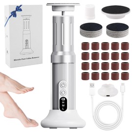 ANGNYA Electric Callus Remover for Feet with 3 Adjustable Speeds, Rechargeable Stand and Replacement Sandpaper Disks, Electric Foot Callus Remover Foot File for Feet Pedicure Tool (White)
