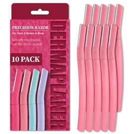 Face Razors for Women, Dermaplane Razor for Women Face, Eyebrow Razor, Facial Razors, Dermaplaning Tool, Gentle Skin Exfoliation Microblades for Sensitive Skin, Peach Fuzz Remover, 10 Count (Blush)