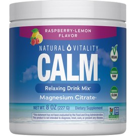 NATURAL VITALITY Mezcla de bebida de magnesio calmante y limón de frambuesa, 8 onzas
