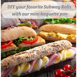 Chicrinum Baguette Bread Pan, Non-Stick Food Grade Silicone Bread Loaf Pan, 4 Cavity Perforated French Bread Baking Pan for Hoagie/Sub/Sandwich Rolls, Gray