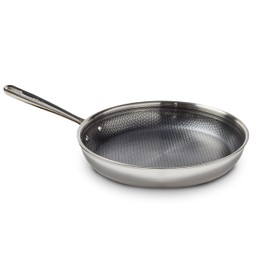T-fal HybridMesh Tri-Ply Stainless Steel Fry Pan 12 Inch, Induction Oven Safe 500F, Metal Utensil Safe, Ideal For Searing, Cookware, Dishwasher Safe Pots and Pans, Needs Pre-Heating, Silver/Black