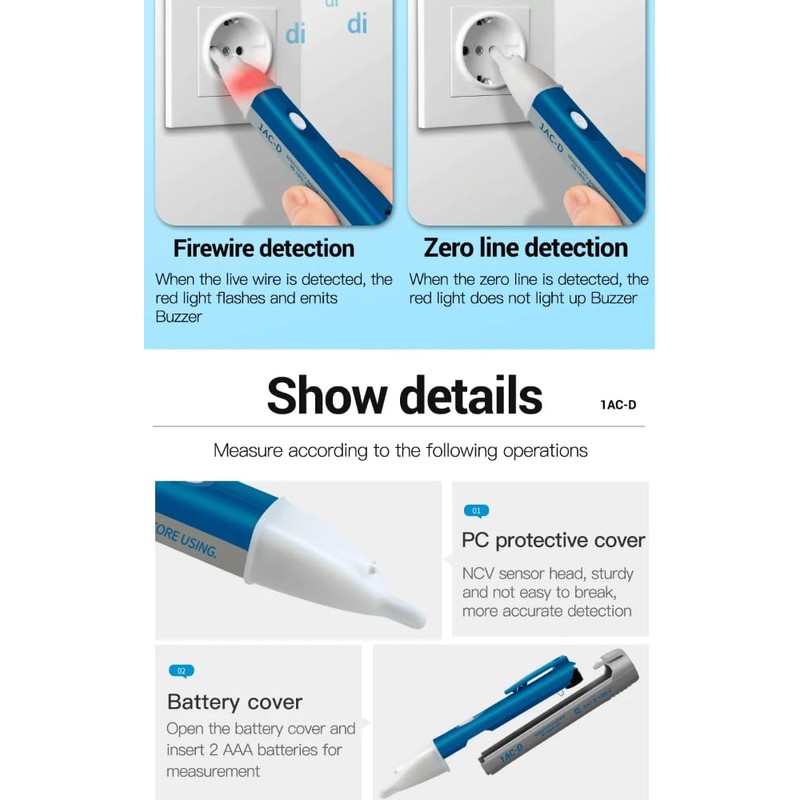 DollaTek 2 x Non-Contact Voltage Tester Electric Voltage Tester Pen