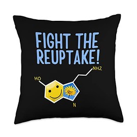 Funny serotonin molecule mental health tee Serotonin Molecule Fight The reuptake Throw Pillow, 18x18, Multicolor