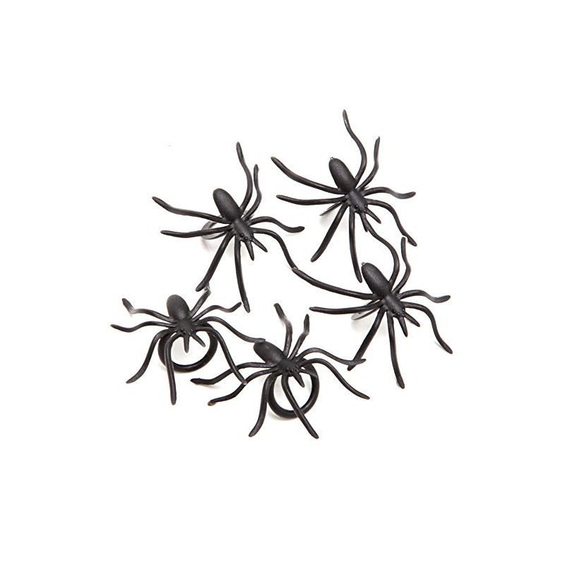 Spider Rings (36 Pieces) Black Plastic Halloween Party Favors