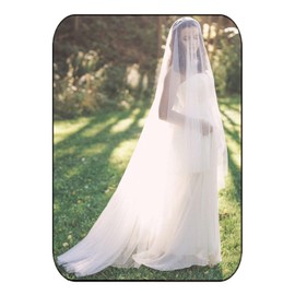 HEREAD 2 Tiers Bridal Wedding Veil 118" Long 118" Width Cathedral Length Bride Tulle Hair Accessoies with Comb and Cute Edge (Ivory)