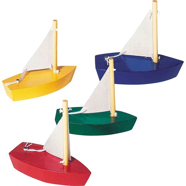 Ameisenkeks® 4 x Small Wooden Sailing Boats Set of 4