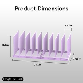 JMHUD 9-Section Desk File Organizer, Vertical File Holder, Mesh Desktop File Folder Metal File Organizer Stand for Office Home Classroom, Purple