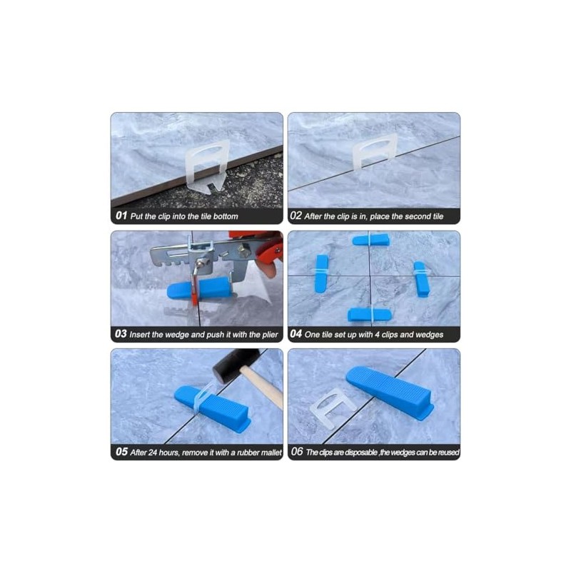 Tile Leveling System 1/16”Kit 1400pcs Tile Leveler Spacers Clips +320pcs