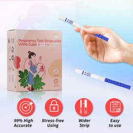 Pregnancy Test Strips Kit with Cup:30HCG + 30 Urine Cups Set HCG Detection Home Pregnancy Test, Extra-Wide 5mm HCG Pregnancy Strip Test Kit,Over 99% Accuracy, Individually Wrapped