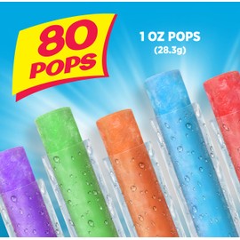 Pop Ice Popsicle Variety Pack of 1 Oz Freezer Bars, Assorted Flavors, 80 Count