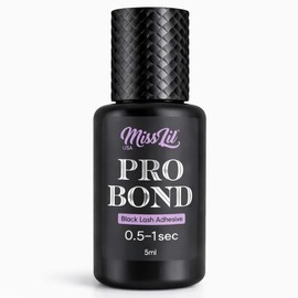 Miss Lil USA Eyelash Extension Glue, Extra Strong Professional Lash Extension Glue (5ml), 0.5-1 Sec Drying Time, 7-8 Weeks Bonding Power, Latex Free Lash Adhesive, Professional Use Only (Black)