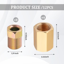 12PCS Brake Line Fittings - 4pcs 3/16 Brake Line Union+8 Nuts Fit for Inverted/Double Flares Brake Line Tube,Brake Line Kit Car Accessories for Brake System Maintenance