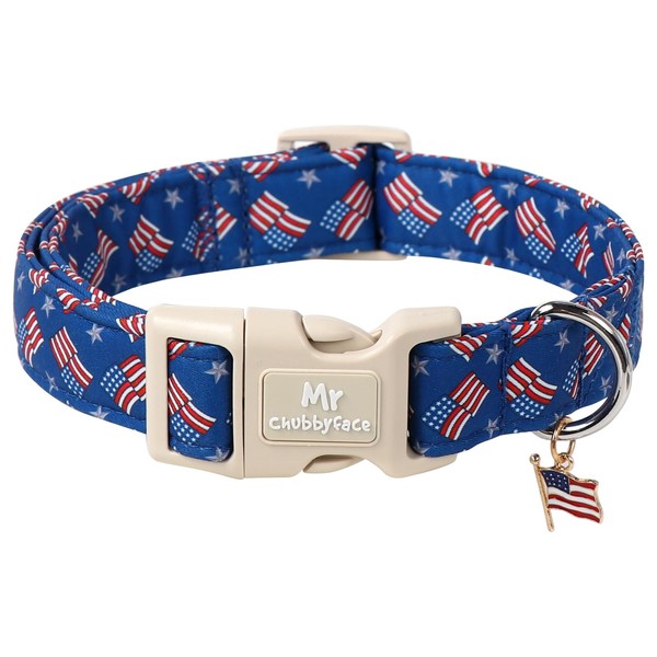 MR.CHUBBYFACE American Flag Dog Collar, 4th of July Puppy Collar