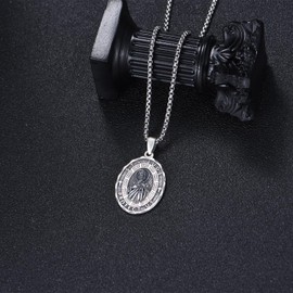 Hancock Saint Jude Necklace Sterling Silver Religious Protector Pendant St Jude Medal Jewelry Gifts for Women Men