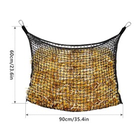 Pack of 2 Hay Nets for Horses 90 x 60 cm Hay Bag, Horse Hay Net Hay Bag for Horses Hay Net Tight Mesh Hay Bag Horse Feeding Net Capacity 8 kg Feeding Bag with Rings for Species-Appropriate Feeding