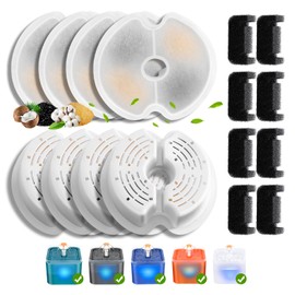 KutoraWorks 8 Pack Cat Water Fountain Filters, Replacement Filters for 67oz/2L Automatic Cat Fountain Dog Water Dispenser, Triple Filtration Replacement Cat Drinking Fountain Filters