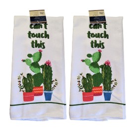 Hand Towel Set 2 Pack Decorate Your Kitchen Décor – Home Décor -Bath Towels Kitchen Linens (Can't Touch This Cactus)