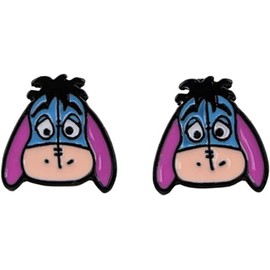 Winnie Cartoon Pooh Eeyore Cartoon Character Face Metal Enamel Stud Earrings