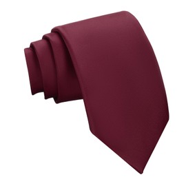 Murong Jun Men's Ties Solid Color Pure Polyester Plain Fine Stripes Necktie Burgandy Ties For Men