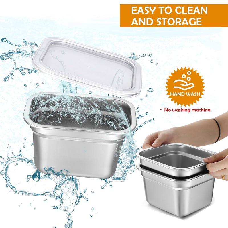 Suttmin 8 Pcs 1/6 Size Hotel Steam Table Pans with