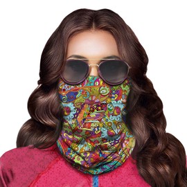 Obacle Seamless Bandana for Rave Face Mask Dust Wind Sun Protection Neck Gaiter Tube Mask Headwear Bandana for Women Men Festival Party Motorcycle Riding Fishing Outdoor (Colorful Oval)