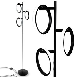 Ozarke Neo Modern Floor Lamp - Mid Century Minimalist Decor Stand Light for Living Room, Bedroom & Home Office, Dimmable Contemporary Tall Lighting with 3 LED Lights - Warm 27000K (Black)