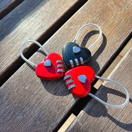 Soft Wire Heart Padlock for Lockers Password Black Padlock 3ea