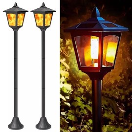 42" Solar Lamp Post Light 2Pack, Solar Torch Flame Light,Outdoor Post Lights Waterproof, Pole Lights Outdoor, Decorative Landscape Lamp for Garden Pathway Entryway Lawn Street