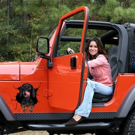 Fabisup Dachshund Riss 3D Car Sticker Decoration for SUV Windows, Glass, Fridge and Toilet