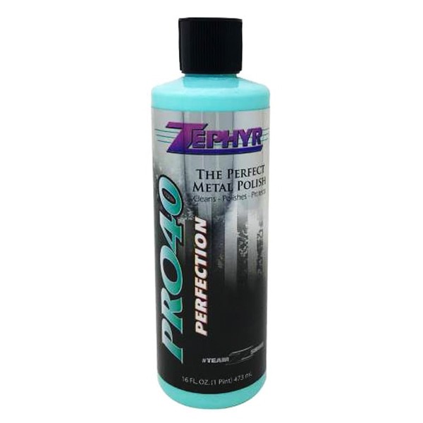 Zephyr Pro-40 The Perfect Metal Polish. for Chrome, Stainless Steel, Aluminum, Brass, Copper, Silver and Magnesium. Made in U.S.A. (16oz)