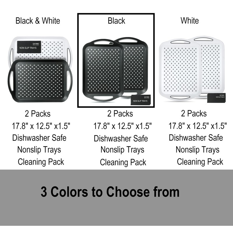 Large Anti-Slip Serving Tray with Handles, Dual Rubber Grippy Lap