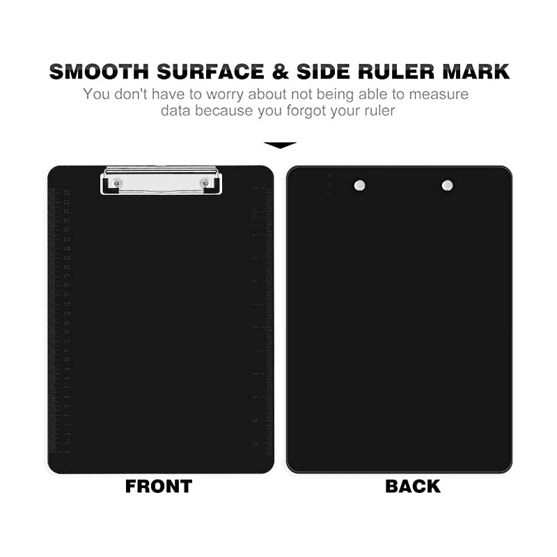 HERKKA 25 Pack Plastic Clipboards, Black, A4 Letter Size, 12.5