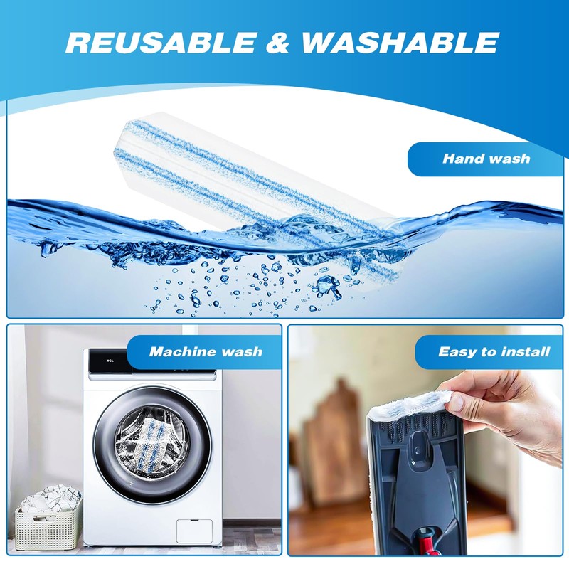 Reusable Microfiber Mop Pads Compatible with O Cedar H2prO Flat