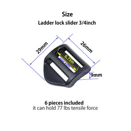 Baitoo Ladder Lock Slider 3/4in,1",1.25",1.5",2 inch Plastic Ladderlock Slider Buckle Ladder Sliders Adjustable Lock Ladder Adjuster for Backpack Webbing Straps Bags (3/4 inch - 6pieces)