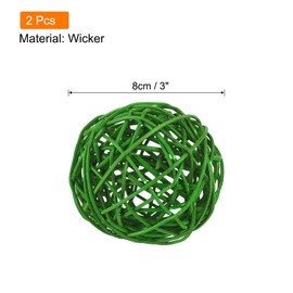 sourcing map 2 Pcs Wicker Rattan Balls 3 Inch Rattan Decorative Balls Vase Fillers for Wedding Party Centerpiece Bowls Home Decoration Green