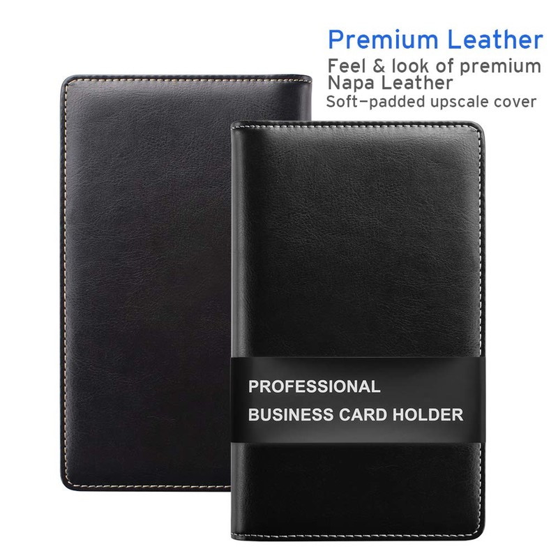 Sooez Leather Professional Business Card Book Holder Organizer, 240 Capacity