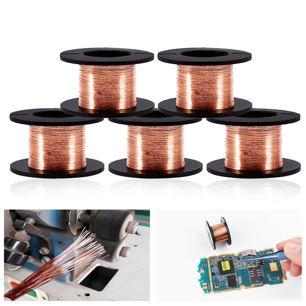 5pcs 0.1mm Enamelled Copper Wire, Copper Wire, Enamelled Magnetic Winding