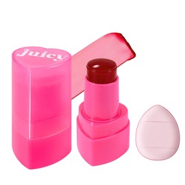Cooling Water Jelly Tint Blush with Powder Puff, 3 In 1 Multi-Use Juicy Lip + Cheek Tint + Eyeshadow, Hydrating & Bouncy Jelly Texture, Blends Perfect for Skin, Portable Long Lasting Waterproof (03)
