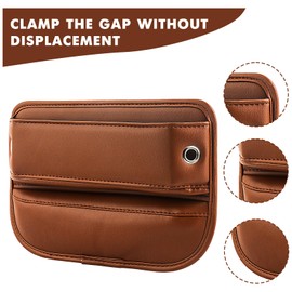 VENUSDALI Car Seat Organiser, Center Console Seat Seam Organiser, High Quality Front Seat Side Pocket Accessory, Elegant Leather Organizer for Small Items and Phones (Brown)