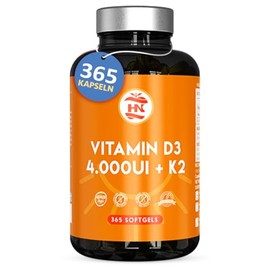 Vitamin d3 k2 (4000 IU) 365 Capsules Vitamin D3 K2 High Dose Supports Immune and Bone Function High Concentration Antioxidants Antifettiga Soft Capsules Premium