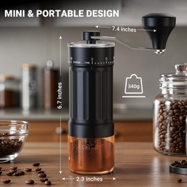 Portable Manual Coffee Grinder with CNC Stainless Steel Conical Burr - 40 Adjustable Settings, 30g Capacity for Espresso/Pour Over/French Press/Travel/Camping