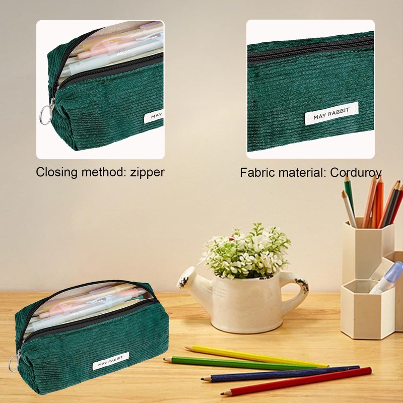 BIBITI Aesthetic Pencil Case, Clean Pencil Case, Corduroy, Small Girl